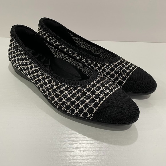Shoes - Vivaia Tamia 2.0 Flats Women's Black White Tweed Almond Toe Comfort Shoes 37